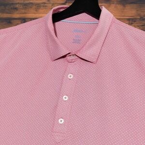 Johnnie-O Prep-Formance Performance Golf Polo Mens XXL Cayenne Pink Blue Dots